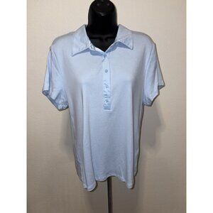 Josephine Chaus Women's XL Top Blue Blouse Short Sleeve Casual Ladies Polo